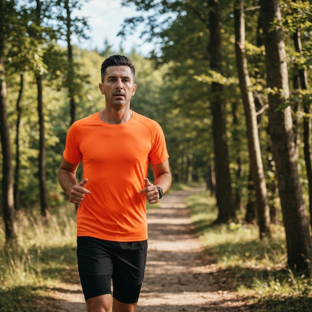 Man exercising outdoors in nature